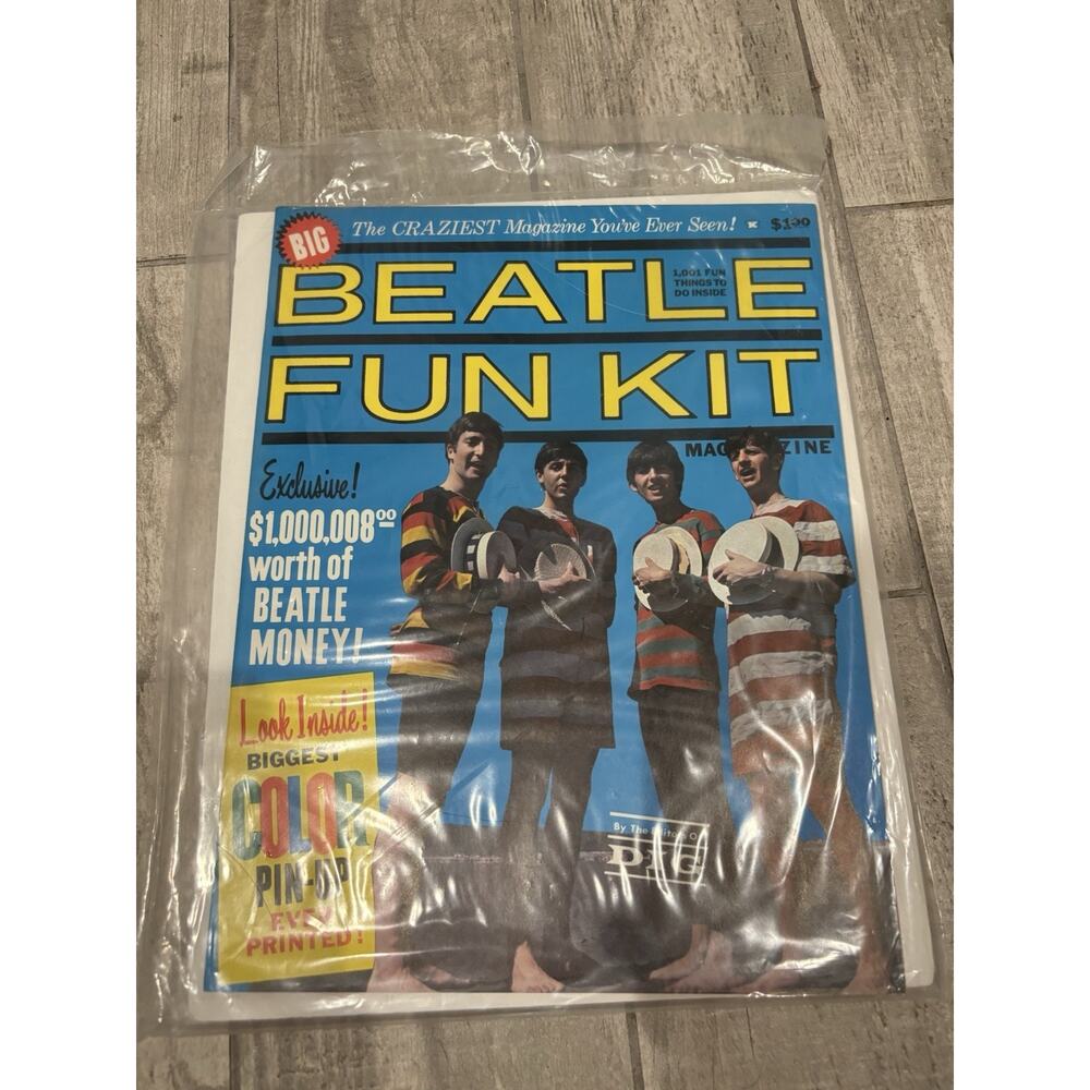 1964 Big Beatle Fun Kit Magazine Original COA Vintage Beatles Collectible Sealed